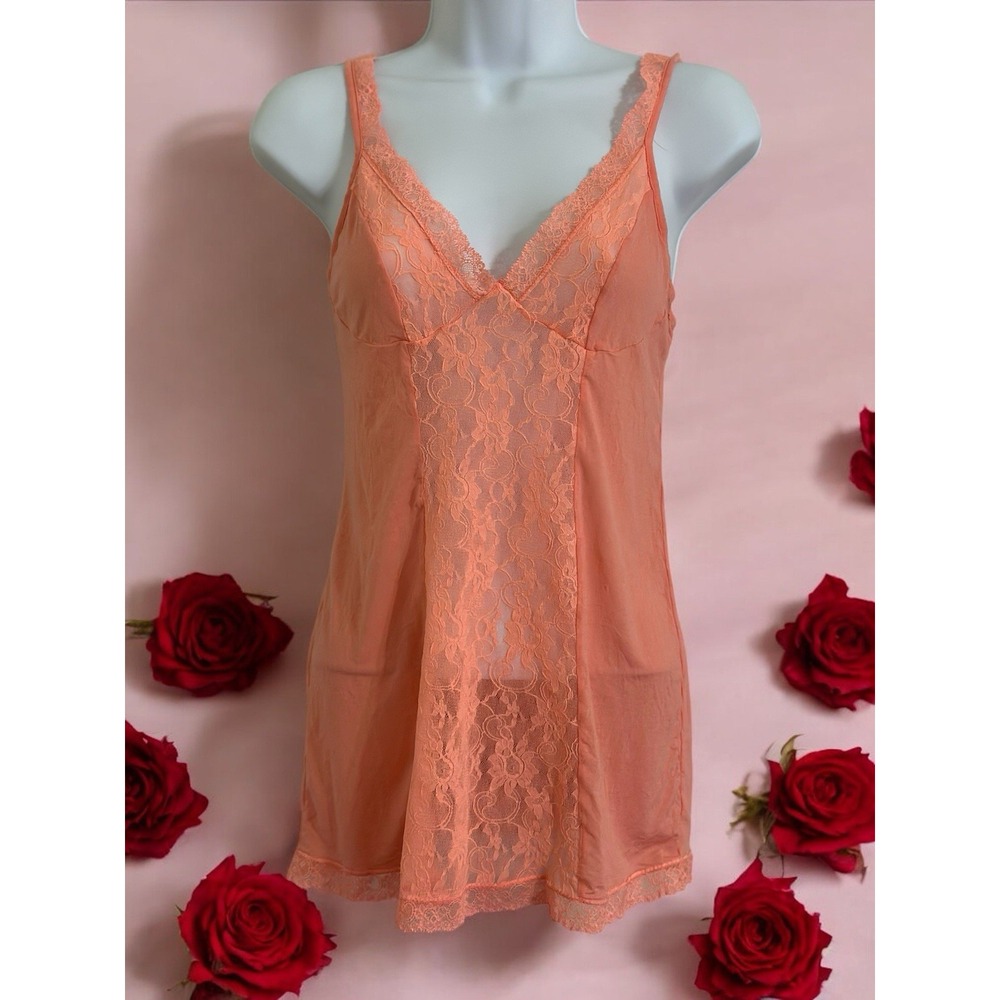 Victoria's Secret Lace Mini Chemise Nighty Small Coral Pink Sexy Summer Comfort
